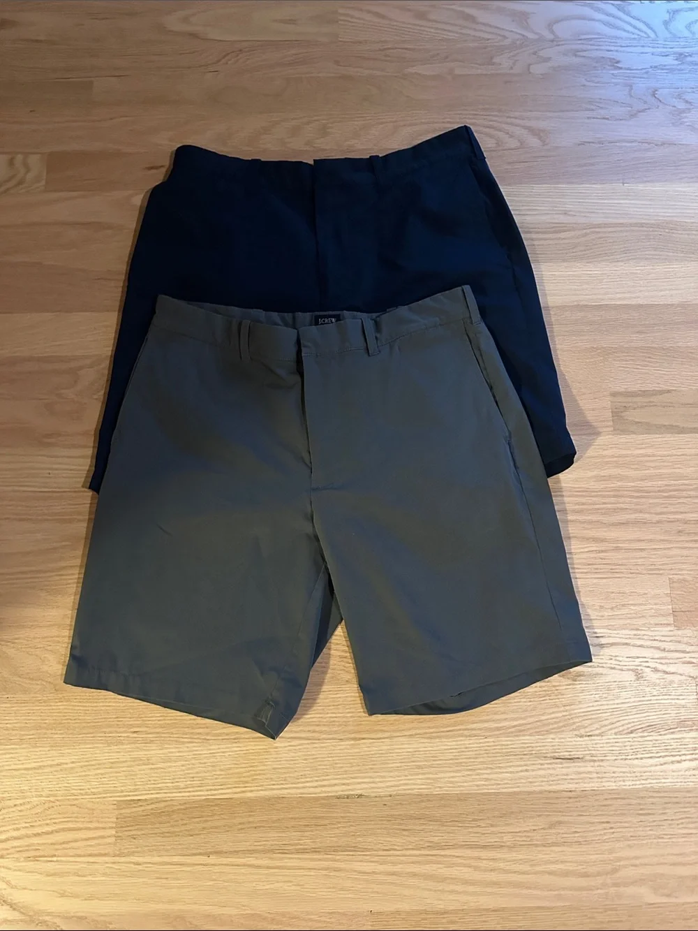 J. Crew Men's Flat Front Shorts in Charcoal grey and Navy Tech fabric